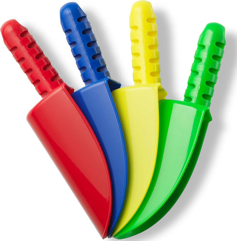 Sandbox Toys and Beach Toy Shovels for Kids - (Pack of 4) 8 Inch Sand Beach Shovel Outdoor Playset, Heavy Duty with Carry Bag for Digging, Plantin...