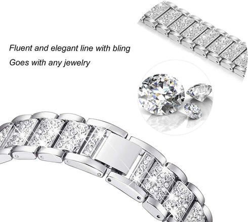 Bling Bands Compatible with fitbit Sense 2/Sense/Versa 4/Versa 3, Women Replacement Wristbands Dressy Luxurious Bracelet for Ladies...