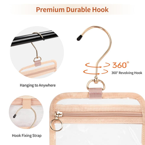 CUBETASTIC Clear Cosmetic Bags, Hanging Toiletry Bag for Travelling, Transparent Makeup Organizer Case, Water-resistant Portable Skncare Storage P...