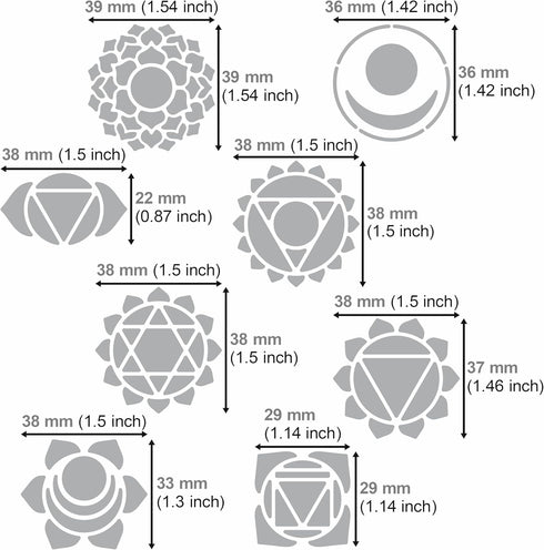 Aleks Melnyk No.415 Metal Stencil, Chakras, Mandala, Yoga, Symbols for Meditation, Om, Sacred Geometry, Template for Wood Burning, Pyrography Engr...