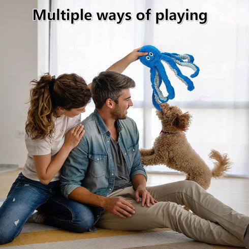 Large Squeaky Dog Toys Octopus Stuffed Puppy Toys- Tug of War Dog Toys Interactive Plush Dog Chew Toys for Small, Medium and Large Dogs...