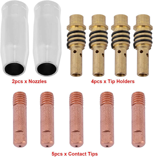 11PCS Contact Nozzle Tip Holder, Mig Welding Torch Accessory Kit, Tips Holder Difuser for 15AK Torch Guns...