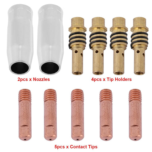 Welder Replacement Parts 11 Pcs Welding Torch Contact Tip, 15Ak Contact Nozzle Tip Holder Nozzles Contact Tips Holders Mig Welder Consumable Acces...