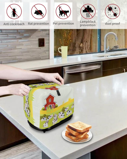 Toaster Dust Cover with Pockets, Farmhouse Cute Cow Soft Washable 2 Slice Toaster Cover, Dust-proof Cover for Small Appliance Cover and Fingerprin...