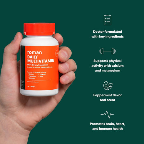 ROMAN Daily Multivitamin for Men | Supports Physical Activity, Brain + Heart Health, and Immune System with 23 Key Nutrients Including Calcium, Ma...