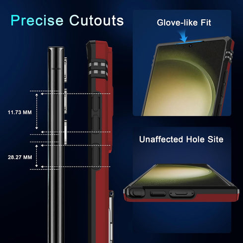 DEERLAMN for Samsung Galaxy S24 Ultra Case with Slide Camera Cover+Screen Protector (1 Pack), Rotated Ring Kickstand Military Grade Shockproof Pro...