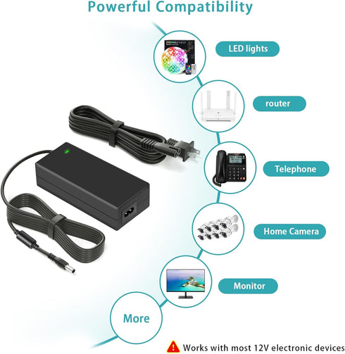 Security Camera Power Supply, 12V AC Adapter, for Lorex, Samsung, Q-See, Night Owl, Swann, Annke Cameras and CCTV DVR Surveillance System, with 8-...