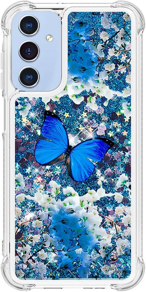 for Samsung Galaxy A15 5G Glitter Case Quicksand Floating Liquid Ultra Slim Fit Shockproof Silicone Case Protective Bumper Shell Case for Galaxy A...
