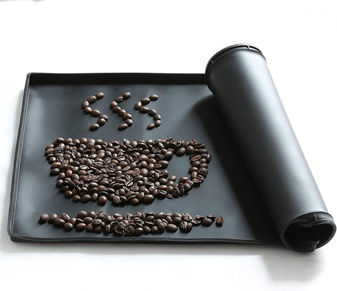 PIVBY Silicone Mat Under Coffee Machine With Lip Coffee Maker Appliance Automatic Machines Espresso Accessory Black Multifunctional Rubber Base Ma...