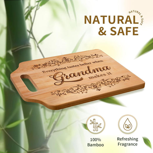 Grandma gifts, Gifts for Grandma - Engraved Bamboo Cutting Board 12.3"L x 8.7"W x 0.4"Th - Grandma Birthday Gifts, Grandma gifts from Grandkids...