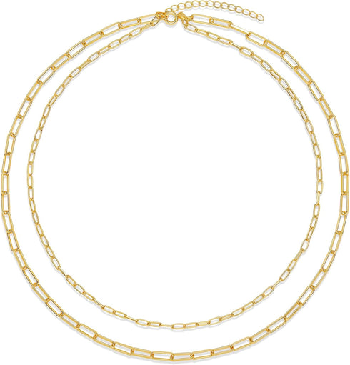 Amazon Essentials 14K Double Paperclip Chain Layered Necklace...
