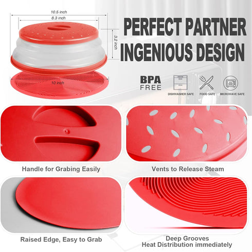 2 in 1, Aidacom Microwave Mat & Food Cover- Mat as Bowl Holder, Cover for Splatter Guard, Multi-use: Silicone Trivet, Pot Holders, Drying, Baking,...