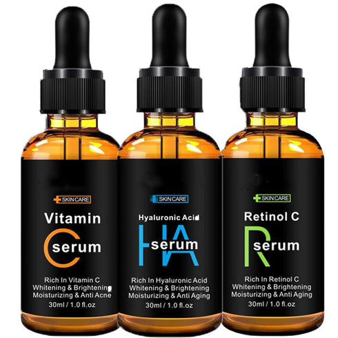 Anti Aging Skin Care Sets for Women, Vitamin C Facial Serums for Glowing Skin, 3Pcs Skincare Gift Set, Hydrating Hyaluronic Acid Serum, Retinol Se...