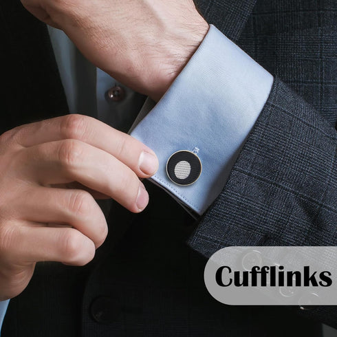 Men's Tie Sets, Black and White Polka Dot Ties for Men with Pocket Square Tie Bar/Cufflinks for Wedding Business...