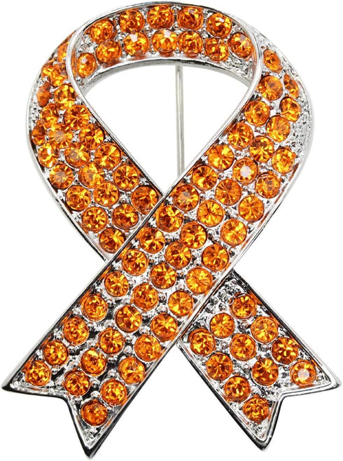Faship Gorgeous Rhinestone Crystal Awareness Ribbon Brooch Pin...