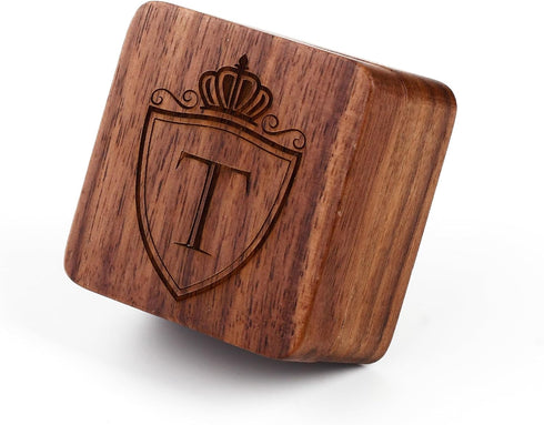 Mens Initial Silver Cufflinks A-Z Alphabet Letter Steel Cuff Links with Engraved Walnut Wood Box Groom Groomsman Wedding Set…...