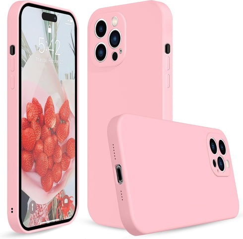 Case for iPhone 15 Pro Max Pink, Soft Liquid Silicone Case Compatible with iPhone 15promax, Gel Rubber Full-Body Protective Phone Case 6.7 inch, C...
