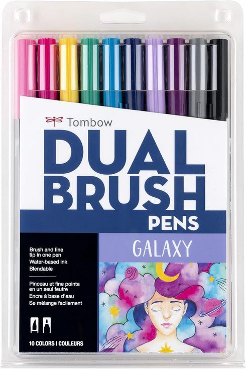 Tombow 56188 Dual Brush Pen Art Markers, Galaxy, 10-Pack. Blendable, Brush and Fine Tip Markers...