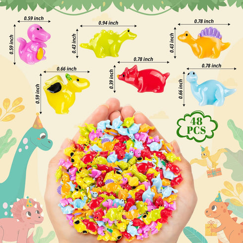 48 Pcs Mini Dinosaur Figures Resin, 6 Types Small Dinosaur Toys, Garden Mini Dinosaurs for Cake Topper (Mixed Packaging)...