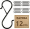 12 Pcs S Hooks Hanging Safety Buckle, 3.5 Inch Stainless-Steel Heavy-Duty S Hooks, Kitchen Pot Rack Hooks, Closet Hooks for Hanging Kitchen Utensi...