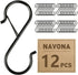 12 Pcs S Hooks Hanging Safety Buckle, 3.5 Inch Stainless-Steel Heavy-Duty S Hooks, Kitchen Pot Rack Hooks, Closet Hooks for Hanging Kitchen Utensi...