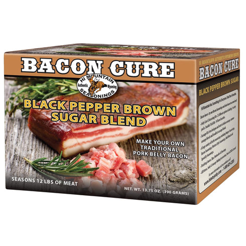 Hi Mountain Seasonings Bacon Cure Seasoning Kit | BLACK PEPPER & BROWN SUGAR BLEND | Pork, Deer, & Venison Bacon Seasoning and Cure Kit | Make Del...