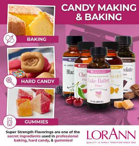 LorAnn Oils Super Strength Flavoring - Used For Candy Making, Flavoring Extracts, Baking, Hard Candy, and Flavor Oils - Bold, Natural Flavors 4X S...