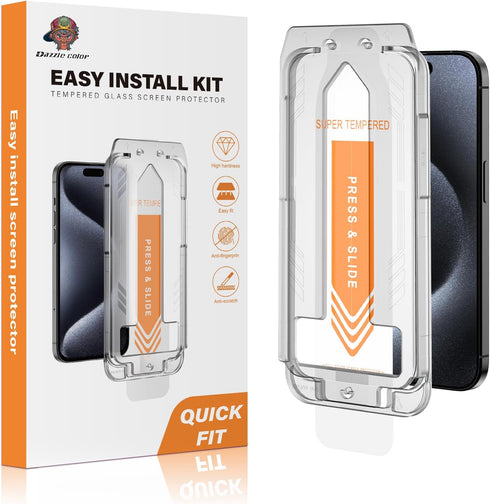 FABKITT Tempered Glass Screen Protector designed for iphone 15, (Easy Installation Kit)......