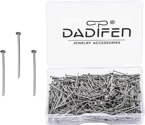 600pcs 304 Stainless-Steel Head Pins for Jewelry Making 20mm 22 Gauge Boxed Silver Flat Head pins for DIY Earrings Necklace Pendant Jewelry Findin...