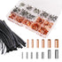 970Pcs Wire Ferrules Kit Tinned Copper Crimp Connector Non Insulated Electrical Cable Pin Cord End Terminal Assortment Kit with 48Pcs Heat Shrink ...