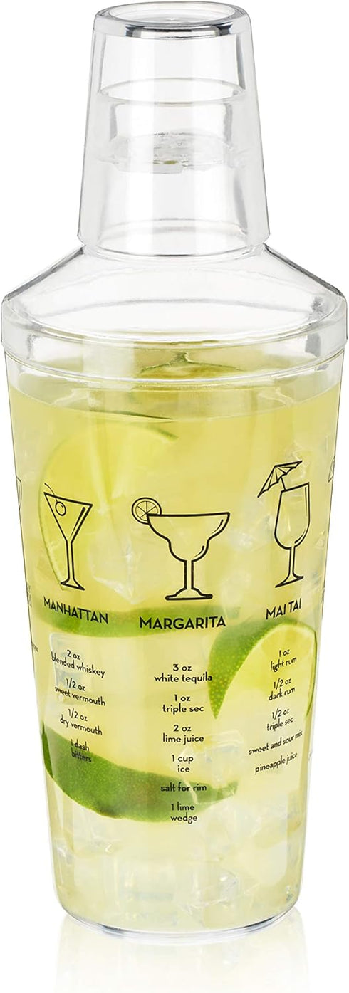 True Maraca Cocktail Shaker with Built In Strainer, Drink Mixer with 7 Classic Drink Recipes & Measurements, Perfect for Game Nights, BBQ, House P...