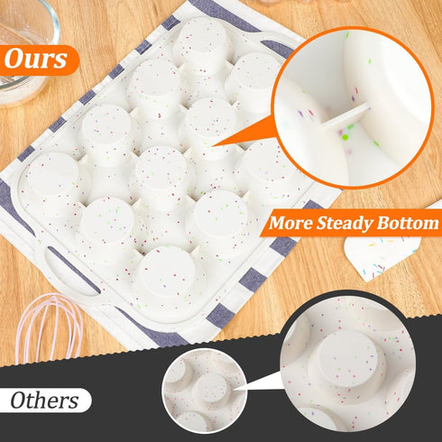 CAKETIME Silicone Muffin Pan, Metal Reinforced Frame Regular Size Cupcake Pan with Handle 12 Cups Nonstick Muffin Pan for Baking BPA Free 1 Pack C...