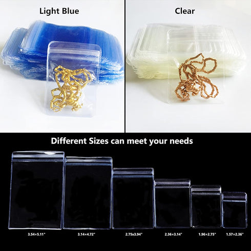 100 Pack PVC Clear Jewelry Anti Oxidation Zipper Bag Antitarnish Plastic Bags for Packaging Jewelry Rings Earrings Transparent Poly Pouch (Clear, ...