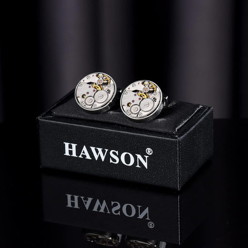 HAWSON Watch Movements Cufflinks for Man Shirt, Wedding Business Jewelry....