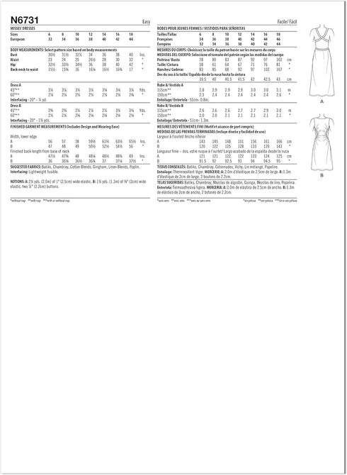 New Look Sewing Pattern 6731 Women 6-8-10-12-14-16-18...