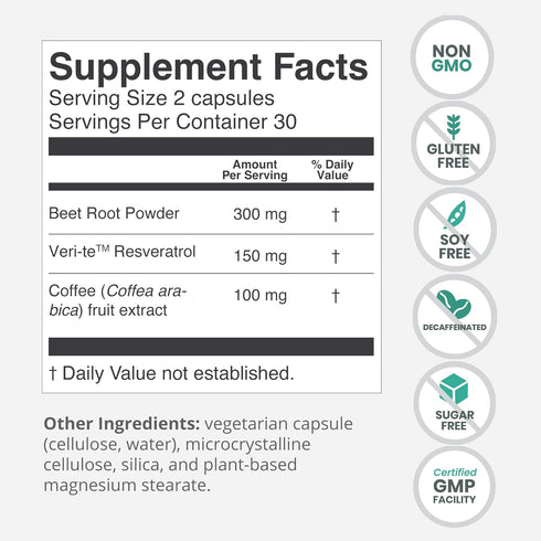 humanN SuperBeets Memory & Focus Brain Supplement Capsules – Mental Alertness – Clinically Studied Nootropics, Resveratrol Plus Beet Root Powder, ...