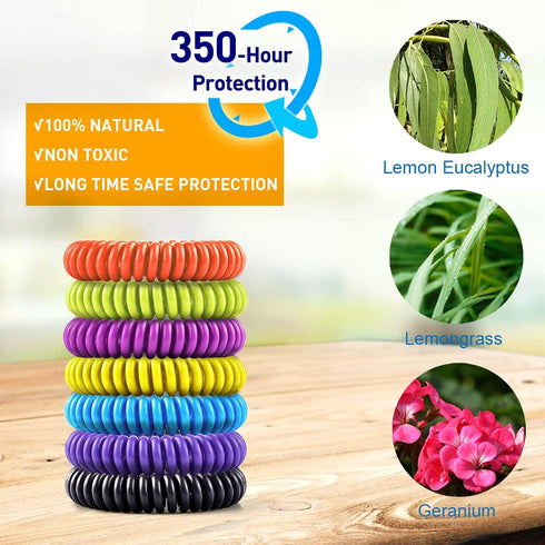 14 Pack Mosquito Bracelets for Kids Adult - Nature Citronella, Lemongrass and Eucalyptus, Up to 350 Hour of Protection...