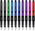 Zebra Fuente - Disposable Fountain Pen - Coloured Ink - Pack of 10 - Includes Pink & Blue Striped Pencil Case...