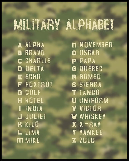 Posterizer 1 pcs-Military Alphabet-Science & Medical Art-Patriotic & Military Art- Gift for Patriots, America Fans-Decor for Game Room or Man Cave...