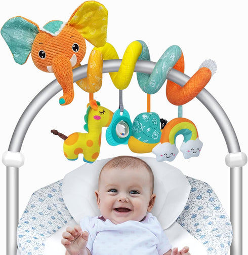 FATI Car Seat Toys Baby Toys 0-6 Months, Newborn Toys Infant Toys 0-3 Months, Stroller Toys for Baby Crib Carseat, Sensory Toys with Squeaker Teet...