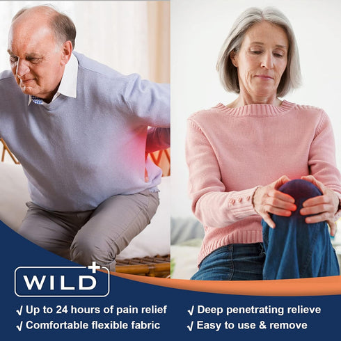 WILD+ Back Pain Patches Large - 12 Patches, Maximum Strength | Fast Acting | Long Lasting | Knee Patches for Pain Relief Back Pain, Shoulder Pain,...