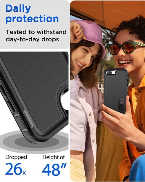 AICase for iPhone 8 Plus/7 Plus Case Built-in Kickstand with Glass Screen Protector,Heavy Duty Drop Protection Full Body Rugged Shockproof Militar...