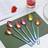 Rainbow Iced Tea Spoons, Kyraton Stainless Steel 7.5" Long Handle Mixing Spoon With Colorful Titanium Plating, Coffee Spoons, Stirring Bar Spoon, ...