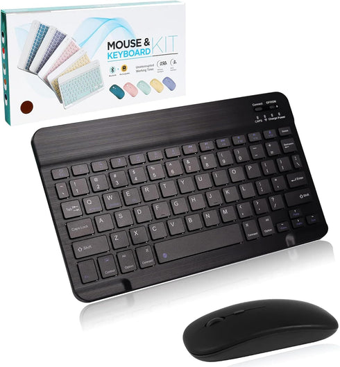 Bluetooth Keyboard and Mouse Combo,Ultra Slim Rechargeable Portable Wireless Keyboard Mouse Set Compact for Android Windows Tablet Cell Phone iPho...