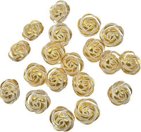 50pc 20mm Gold Edge Transparent Rose Flower Buttons for DIY Decoration Buttons Sewing Accessories Supplies...