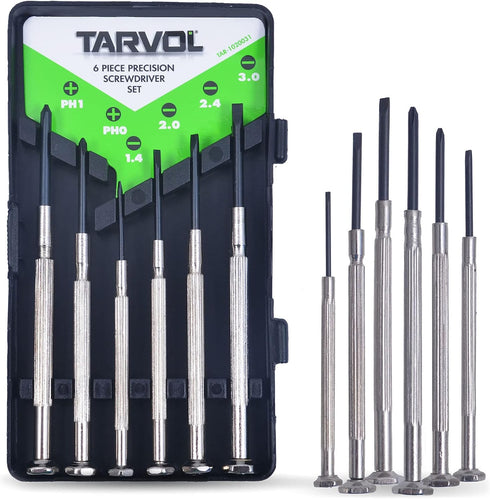 Precision Screwdriver Set (Set of 6 with Case) Flathead & Philips in 6 Different Sizes - Perfect Mini Screwdriver Bits for Jewelry Repair, Watch R...