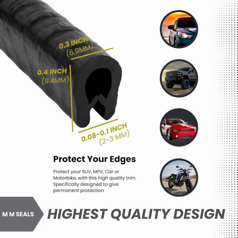 Edge Trim Black Small, Fits Edge 1/16 to 1/8 Inch, Length 10 Feet (3.05 Meter)....