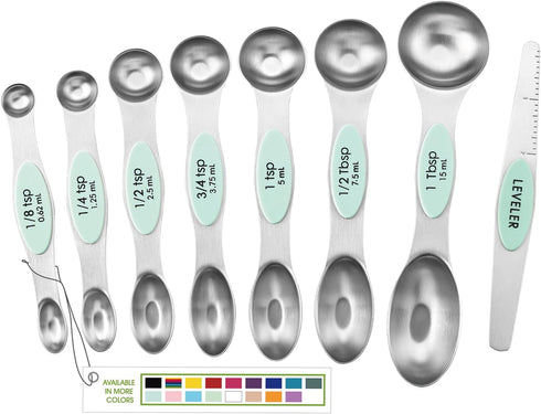 Spring Chef Stainless Steel Magnetic Measuring Spoons Set of 8 with Leveler, Nesting Metal Teaspoon & Tablespoon Measuring Spoons, Kitchen Gadgets...