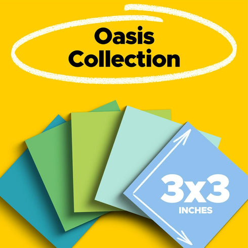 Post-it 100% Recycled Paper Super Sticky Notes, 2X The Sticking Power, 3x3 in, 12 Pads, 70 Sheets/Pad, Oasis Collection (654R-12SST)...