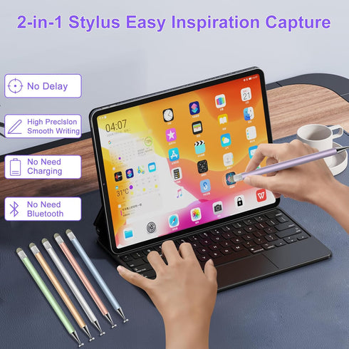Stylus Pen for Touchscreen,2in1 High Precision Sensitivity Stylus, Suitable for iPhone/Ipad/Android Stylus for Ipad,Compatible with All Touch(Silv...
